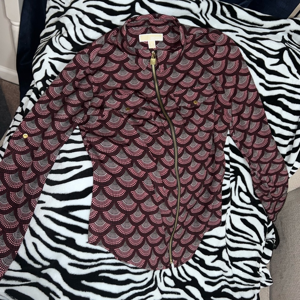 MICHAEL KORS ZIP UP COLLARED DRESS SHIRT SIZE MEDIUM